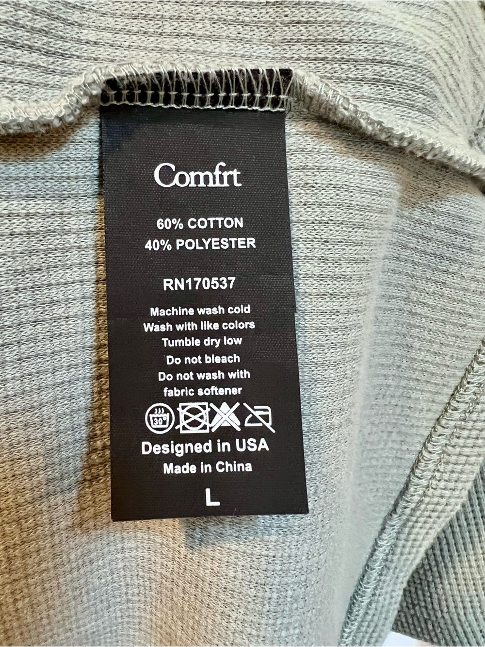 Unisex Comfrt Brand “Waffle Knit Lounge Tee” Sage Size Large Cozy, Oversized - Picture 8 of 12